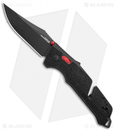 SOG Trident AT-XR Lock Knife Black/Red Clip Point (3.7" Black)