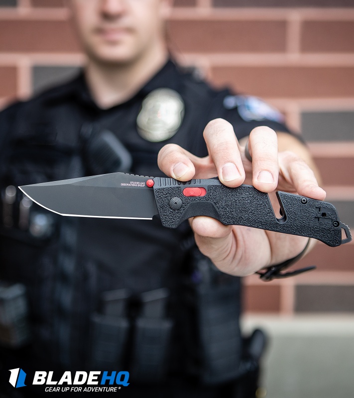 SOG Trident AT-XR Lock Knife Black/Red Tanto (3.7" Black)