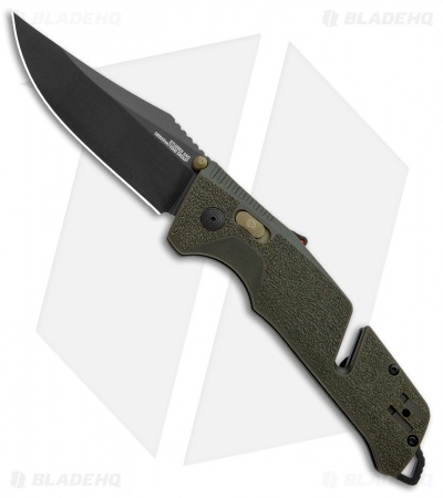 SOG Trident AT-XR Lock Knife OD Green Clip Point (3.7" Black)