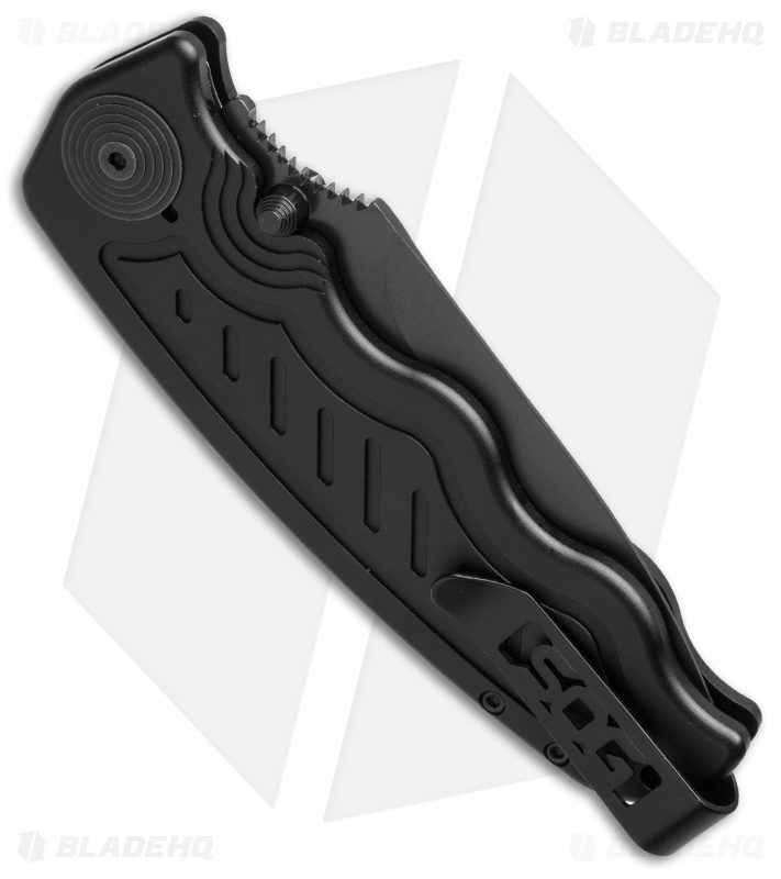 SOG Zoom Drop Point Spring Assisted Knife (3.625" Black Serr) ZM1016