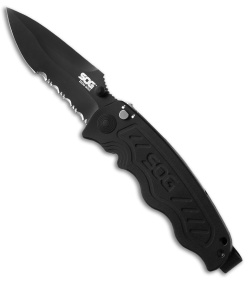 SOG Zoom Mini Drop Point Spring Assisted Knife (3.125" Black Serr) ZM1006