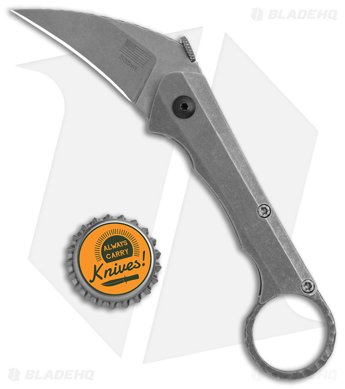 Driver Defense Custom Telson Folding Karambit Knife Titanium Textured (2.25" SW)