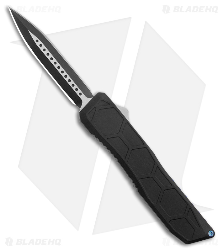 EOS Harpoon OTF Automatic Knife Dagger Black Hex Alum/Blue (3.75" Two-Tone)