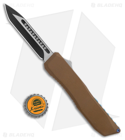 EOS Harpoon OTF Automatic Knife Tanto Bronze Alum/Blue (3.75" Two-Tone)