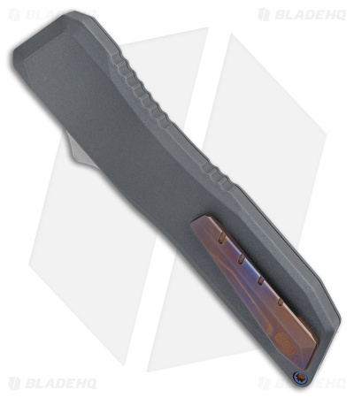 EOS Harpoon OTF Automatic Knife Tanto Gunmetal Alum/Flamed (3.75" Stonewash)
