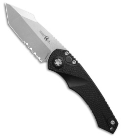 Heretic Knives Mini Pariah Tanto Automatic Knife Black Polymer (3.3" SW Serr)