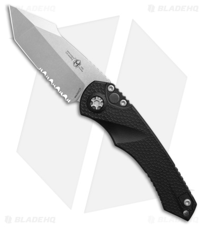 Heretic Knives Mini Pariah Tanto Automatic Knife Black Polymer (3.3" SW Serr)