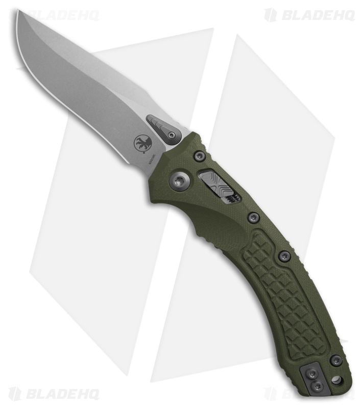 Microtech Amphibian Ram-Lok Knife Frag OD Green G-10 (3.9" Stonewash)