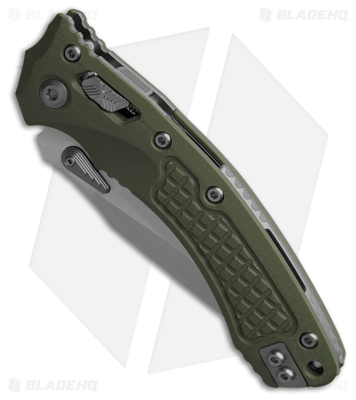 Microtech Amphibian Ram-Lok Knife Frag OD Green G-10 (3.9" Stonewash)