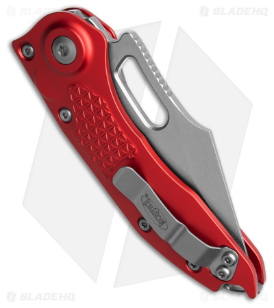 Microtech Stitch Automatic Knife Red Aluminum (3.75" SW Serrated) 169-11RD
