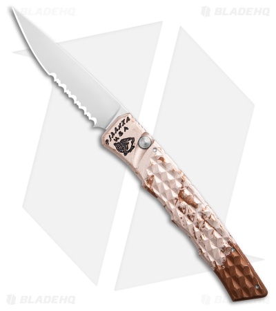 Piranha Crossfire Automatic Knife Camo Aluminum (3.1" Mirror Serrated) P-23CS