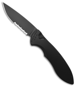 Piranha Fusion Automatic Knife Black Aluminum (3.5" Black Serrated)