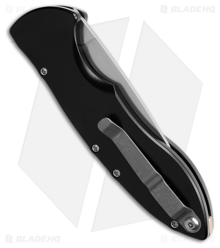 Piranha Fusion Automatic Knife Black Aluminum (3.5" Satin Serr)