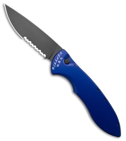 Piranha Fusion Automatic Knife Blue Aluminum (3.5" Black Serr)