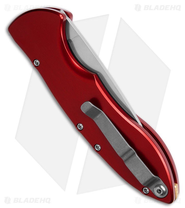 Piranha Fusion Automatic Knife Red Aluminum (3.5" Satin)