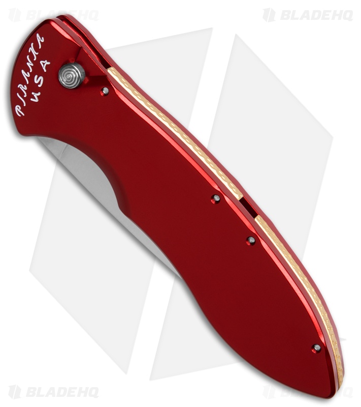 Piranha Fusion Automatic Knife Red Aluminum (3.5" Satin)