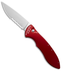 Piranha Fusion Automatic Knife Red Aluminum (3.5" Satin Serr)