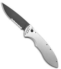 Piranha Fusion Automatic Knife Silver Aluminum (3.5" Black Serr)