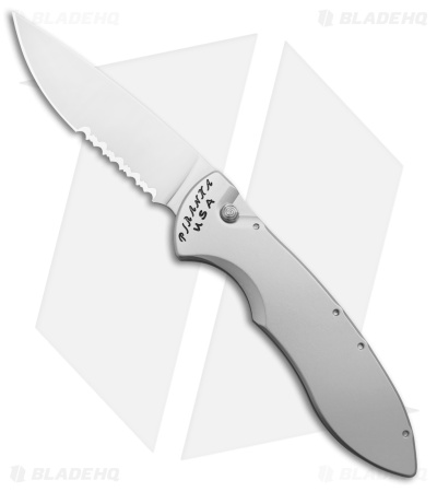 Piranha Fusion Automatic Knife Silver Aluminum (3.5" Satin Serr)