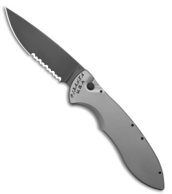 Piranha Fusion Automatic Knife Titanium (3.5" Black Serr)