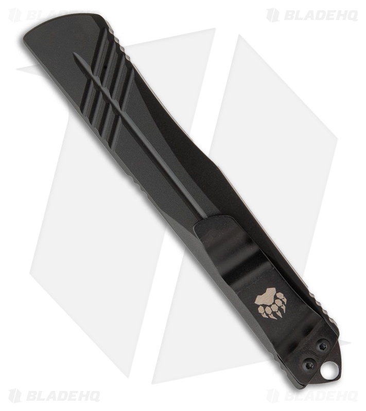 Bear OPS Double Clutch V Tanto D/A OTF Auto Knife Black Aluminum (3.5" Satin)