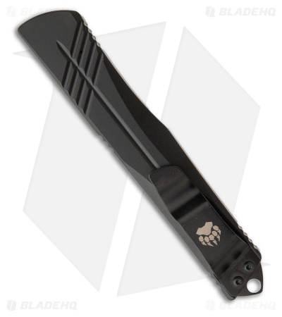 Bear OPS Double Clutch V Tanto D/A OTF Auto Knife Black Aluminum (3.5" Satin)