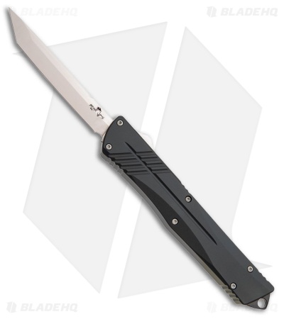 Bear OPS Double Clutch V Tanto D/A OTF Auto Knife Black Aluminum (3.5" Satin)