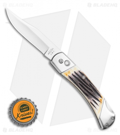 Bear and Son Automatic Lockback Knife Stag Bone  (3.5" Satin)