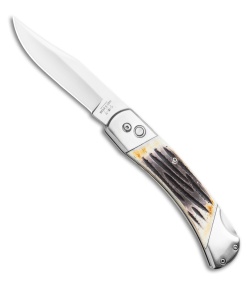 Bear and Son Automatic Lockback Knife Stag Bone  (3.5" Satin)