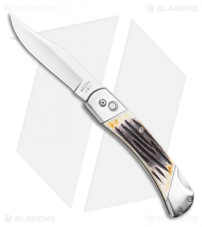 Bear and Son Automatic Lockback Knife Stag Bone  (3.5" Satin)