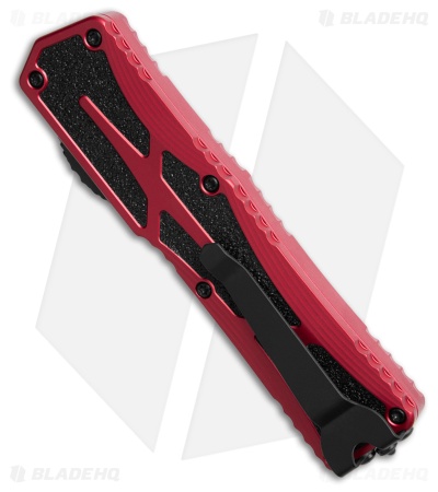 Heretic Knives Colossus D/E OTF Automatic Knife Red (3.5" Black DLC Full Serr)