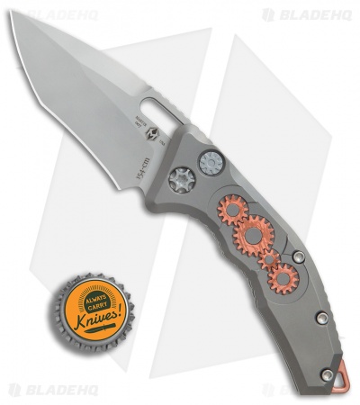 Heretic Knives Martyr Recurve Automatic Knife Ti/Copper Gear (3" Double Blast)