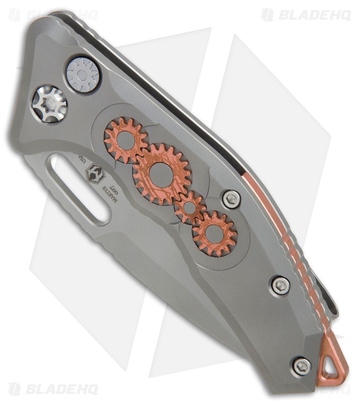 Heretic Knives Martyr Recurve Automatic Knife Ti/Copper Gear (3" Double Blast)