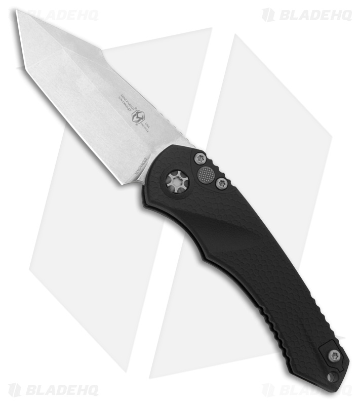 Heretic Knives Mini Pariah Tanto Automatic Knife Black Polymer (3.3" SW)