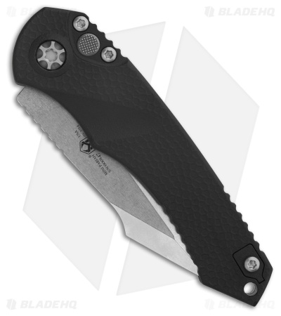 Heretic Knives Mini Pariah Tanto Automatic Knife Black Polymer (3.3" SW)