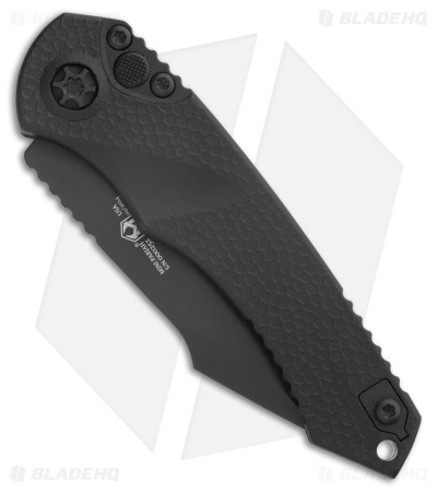 Heretic Knives Mini Pariah Tanto Automatic Knife Black Polymer (3.3" DLC Serr)