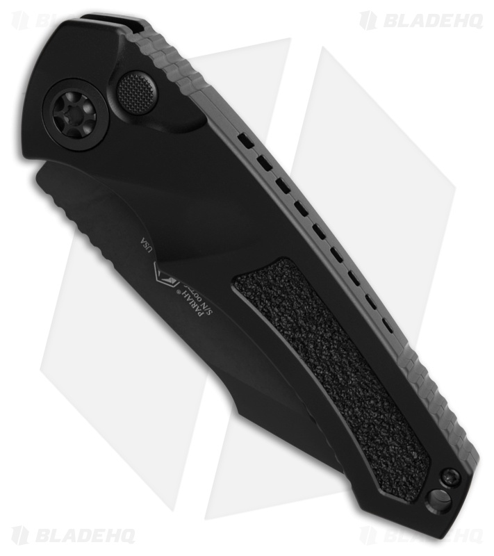 Heretic Knives Pariah Auto Knife Black Aluminum W/ Grip Inserts (3.8" DLC)