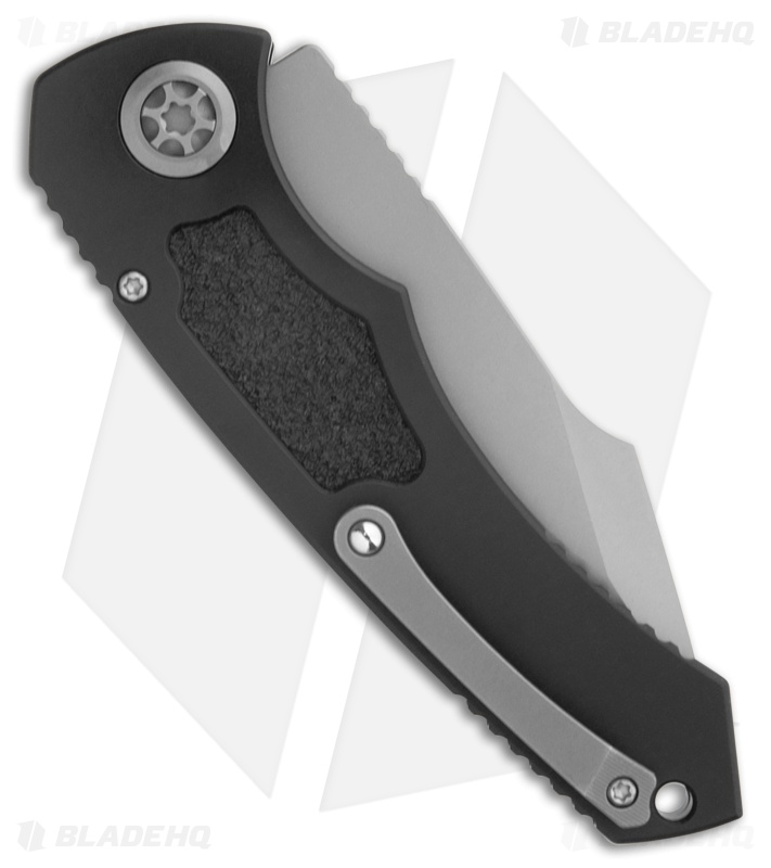 Heretic Knives Pariah Auto Knife Black Aluminum W/ Grip Inserts (3.8" BB Serr)