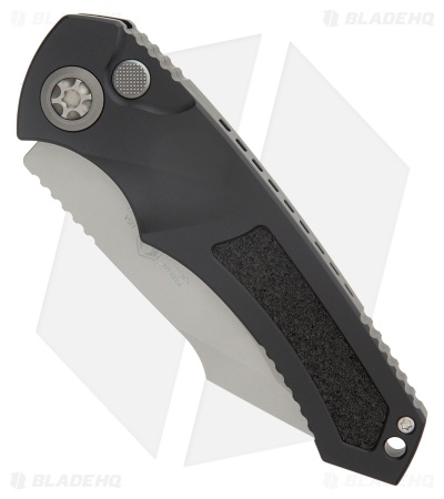 Heretic Knives Pariah Auto Knife Black Aluminum W/ Grip Inserts (3.8" BB Serr)