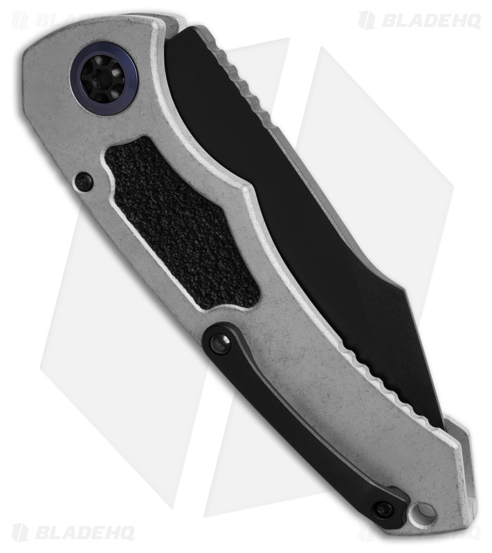 Heretic Knives Pariah Automatic Knife Blizzard Worn w/ Blue (3.75" Black)