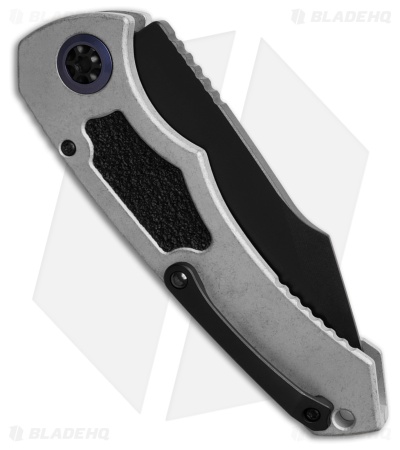 Heretic Knives Pariah Automatic Knife Blizzard Worn w/ Blue (3.75" Black)