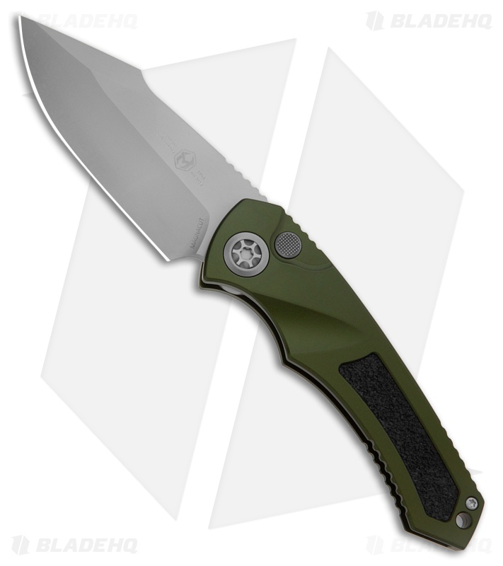 Heretic Knives Pariah Auto Knife Green Aluminum W/ Grip Inserts (3.8" BB)