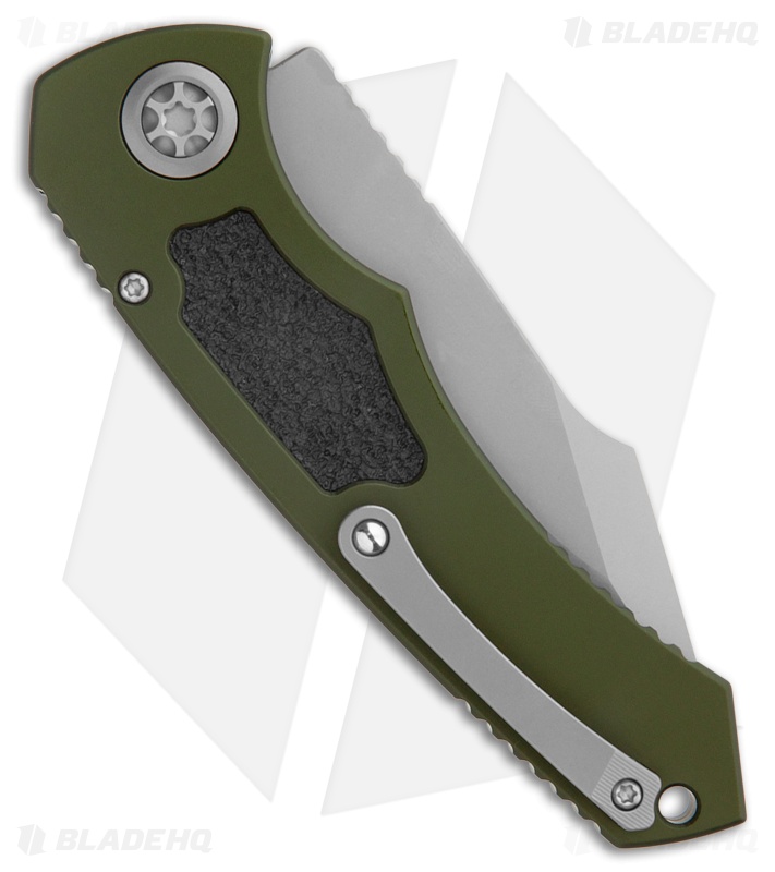 Heretic Knives Pariah Auto Knife Green Aluminum W/ Grip Inserts (3.8" BB)