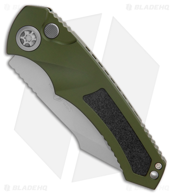 Heretic Knives Pariah Auto Knife Green Aluminum W/ Grip Inserts (3.8" BB)