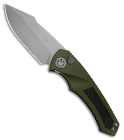 Heretic Knives Pariah Auto Knife Green Aluminum W/ Grip Inserts (3.8" BB)