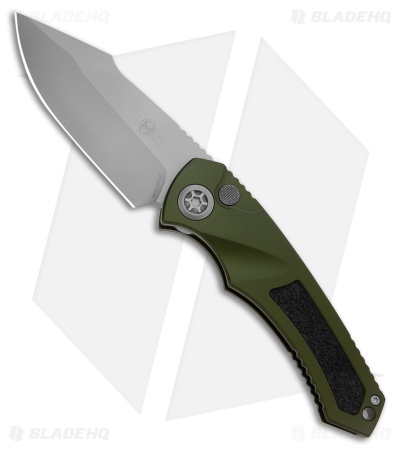 Heretic Knives Pariah Auto Knife Green Aluminum W/ Grip Inserts (3.8" BB)