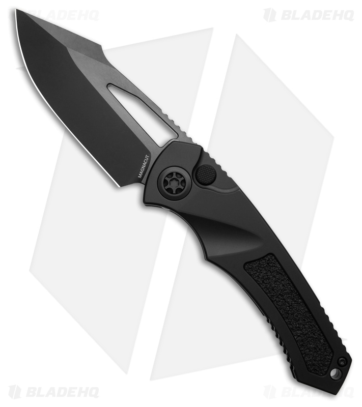 Heretic Knives Pariah MagnaCut Button Lock Knife Black Aluminum (3.8" DLC)