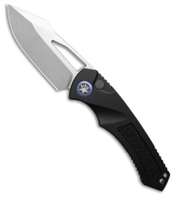 Heretic Knives Pariah MagnaCut Button Lock Knife Black Aluminum (3.8" Stonewash)