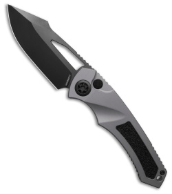 Heretic Knives Pariah MagnaCut Button Lock Knife Gray/Black Aluminum (3.8" DLC)