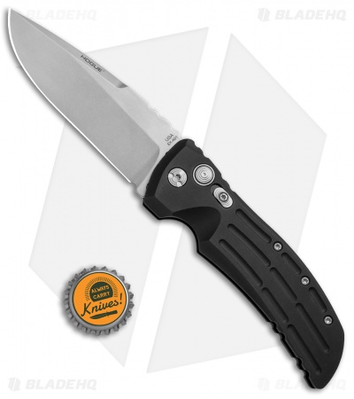 Hogue EX-A01 Automatic Drop Point Knife Black Aluminum (4" Stonewash) 34116